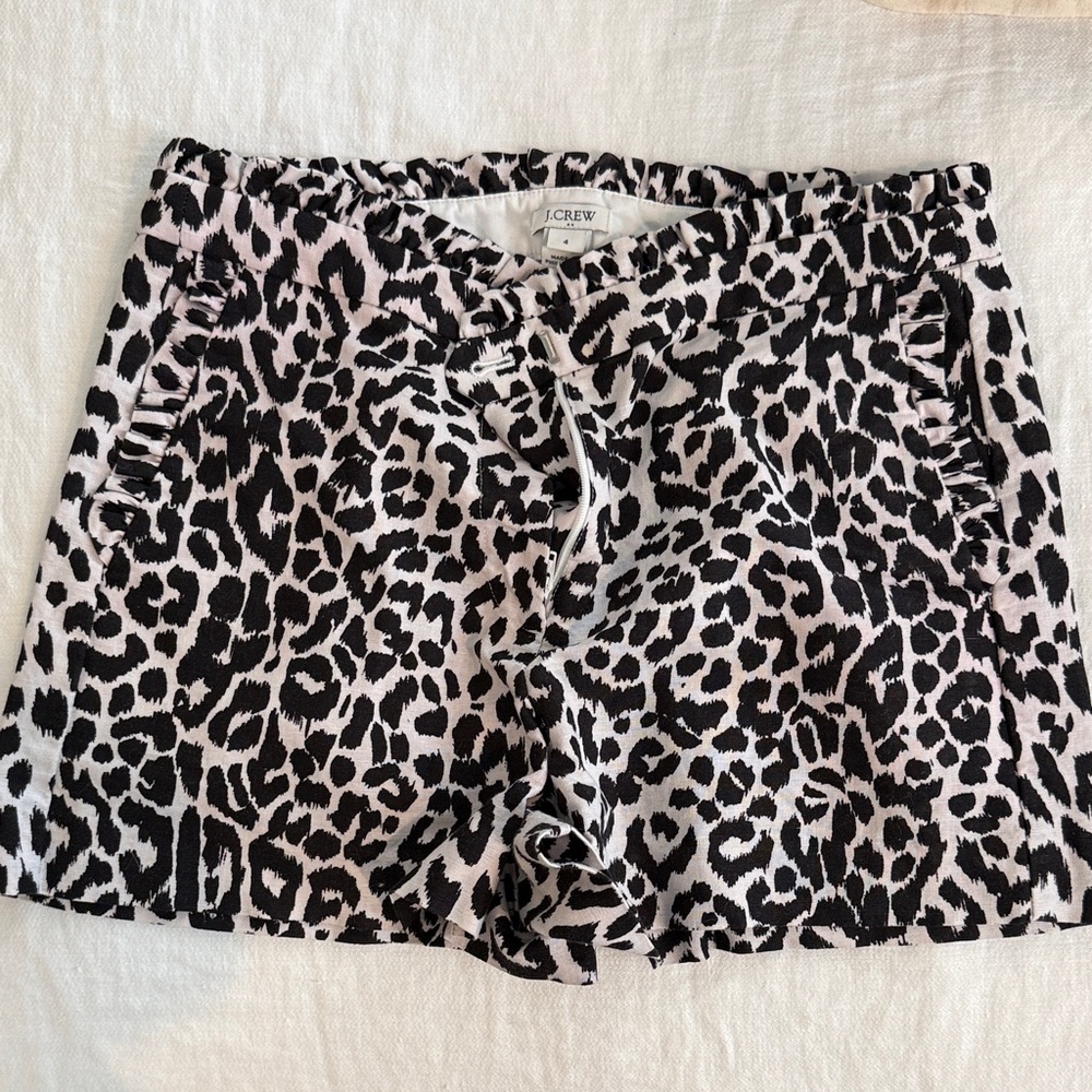 J. Crew Black and White Animal Print Shorts